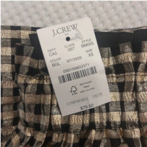 J. Crew Factory Metallic Gingham Pull-On Mini Skirt Size XS NWT - Picture 4 of 4